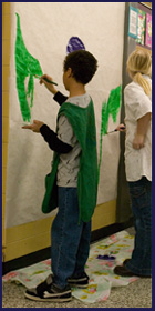 boy painting wall